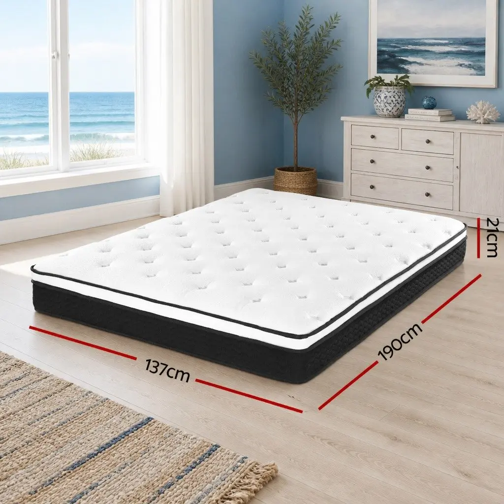 Double Mattress Medium Firm 21cm White Bonnell Spring Hypoallergenic