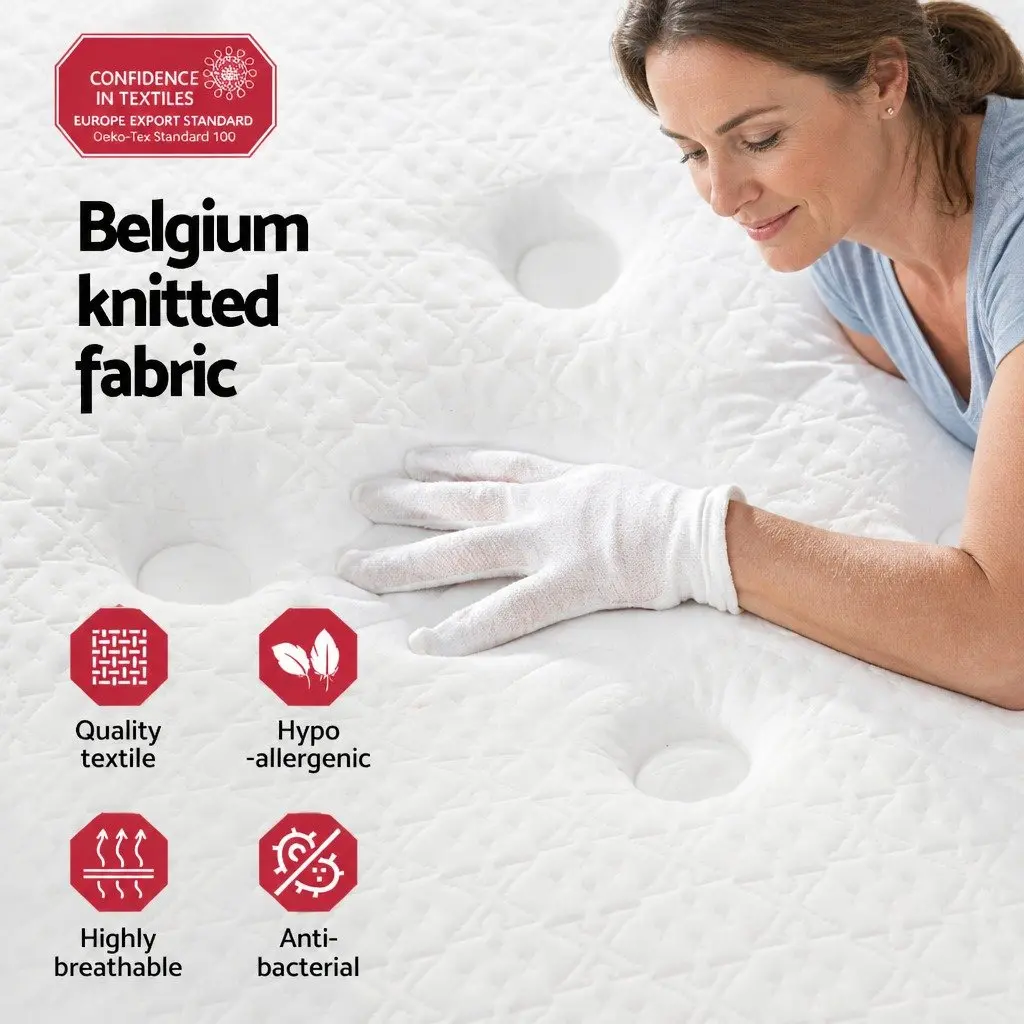 Double Mattress Medium Firm 21cm White Bonnell Spring Hypoallergenic