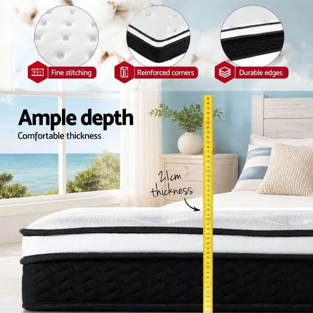 Double Mattress Medium Firm 21cm White Bonnell Spring Hypoallergenic