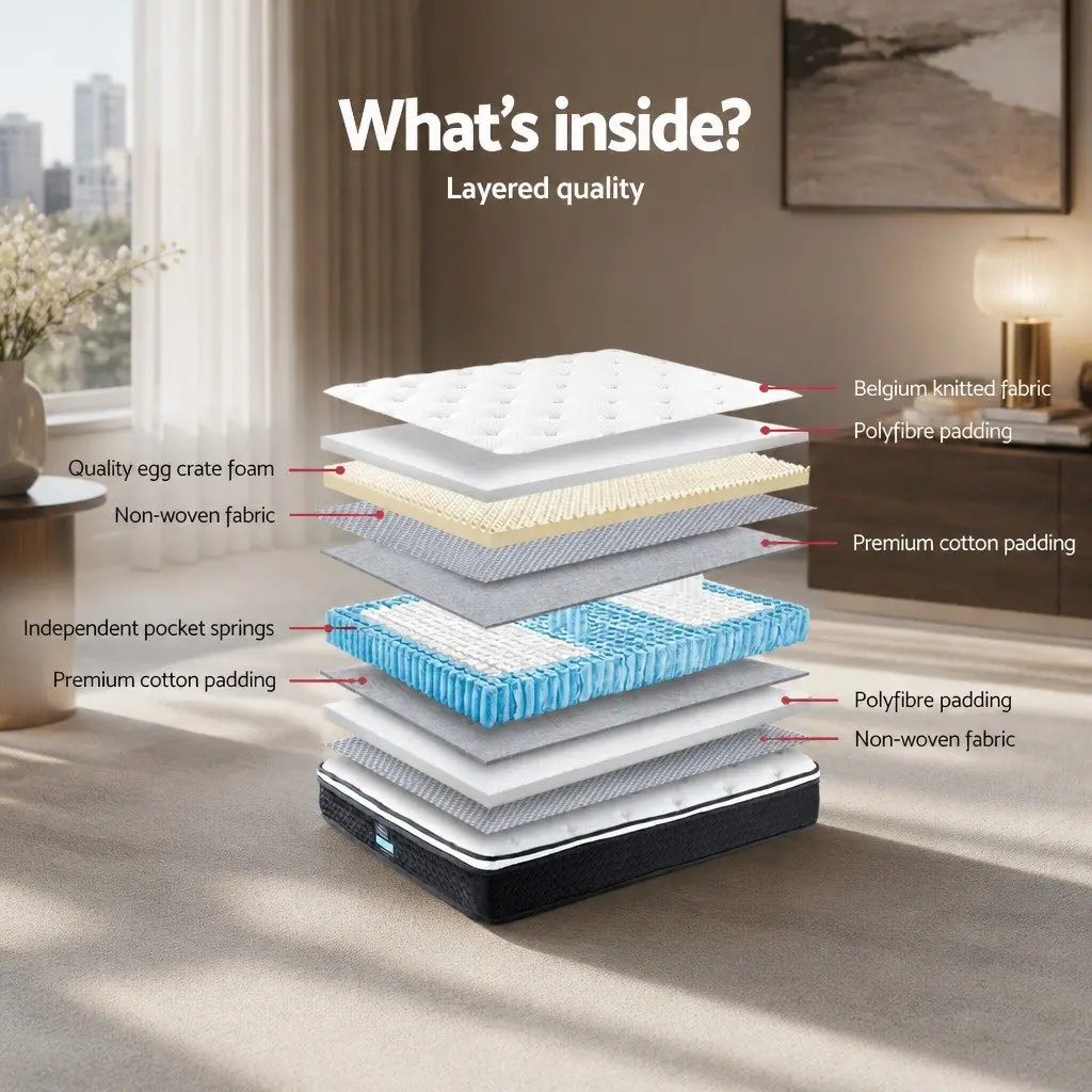 King Size Hypoallergenic Mattress 21cm Firm Support Bonnell Spring High Density Foam Comfort