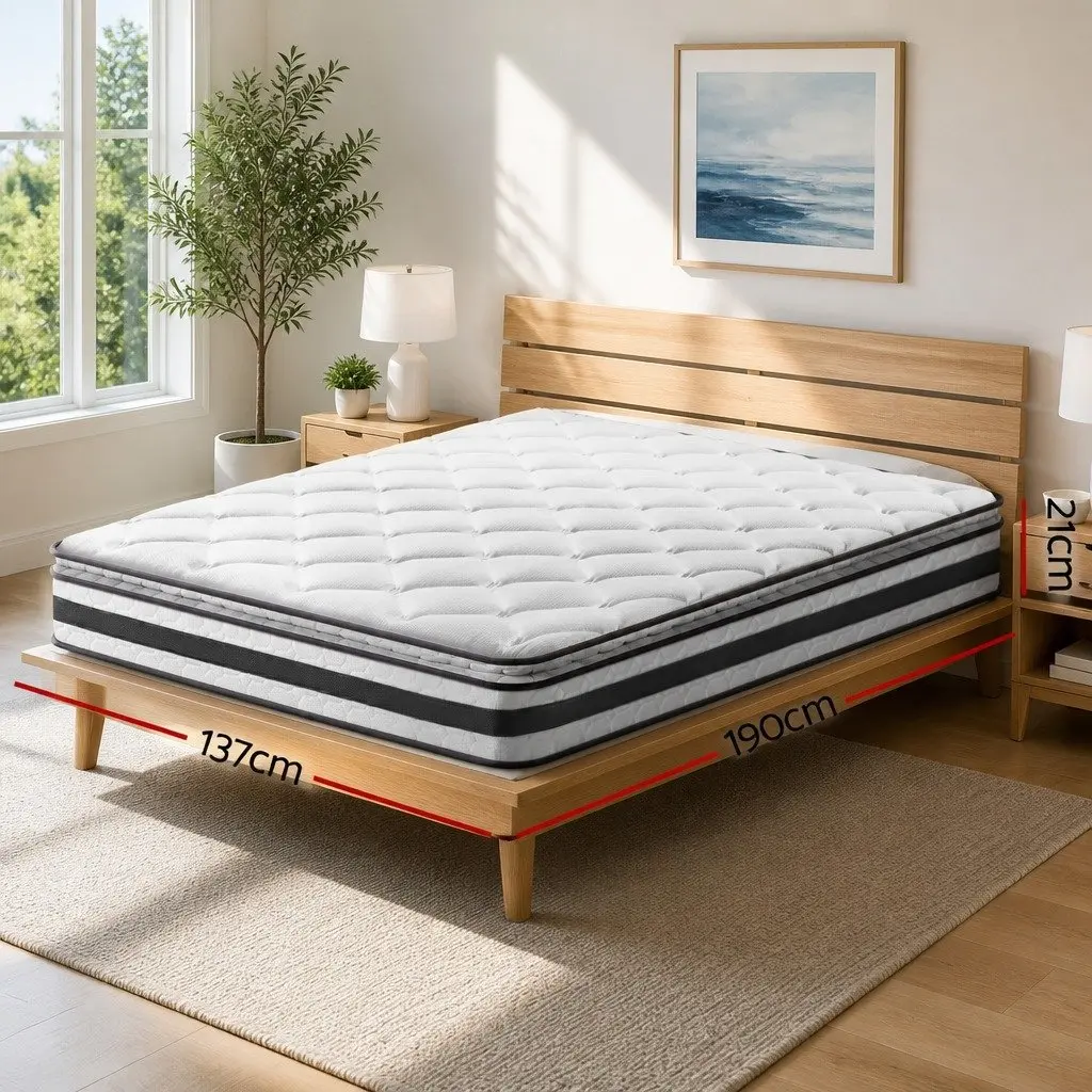 Double Mattress Medium-Firm 21cm Pillow Top White