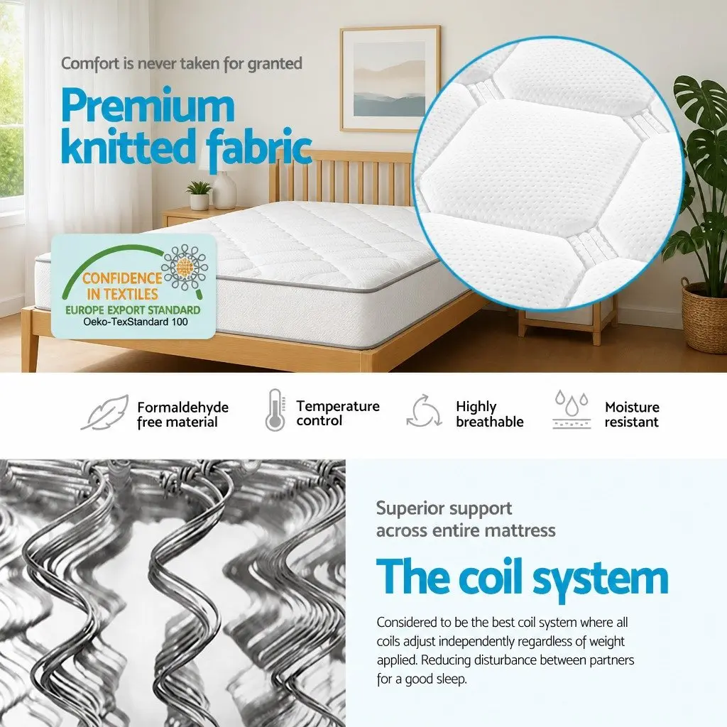 Double Mattress Medium-Firm 21cm Pillow Top White