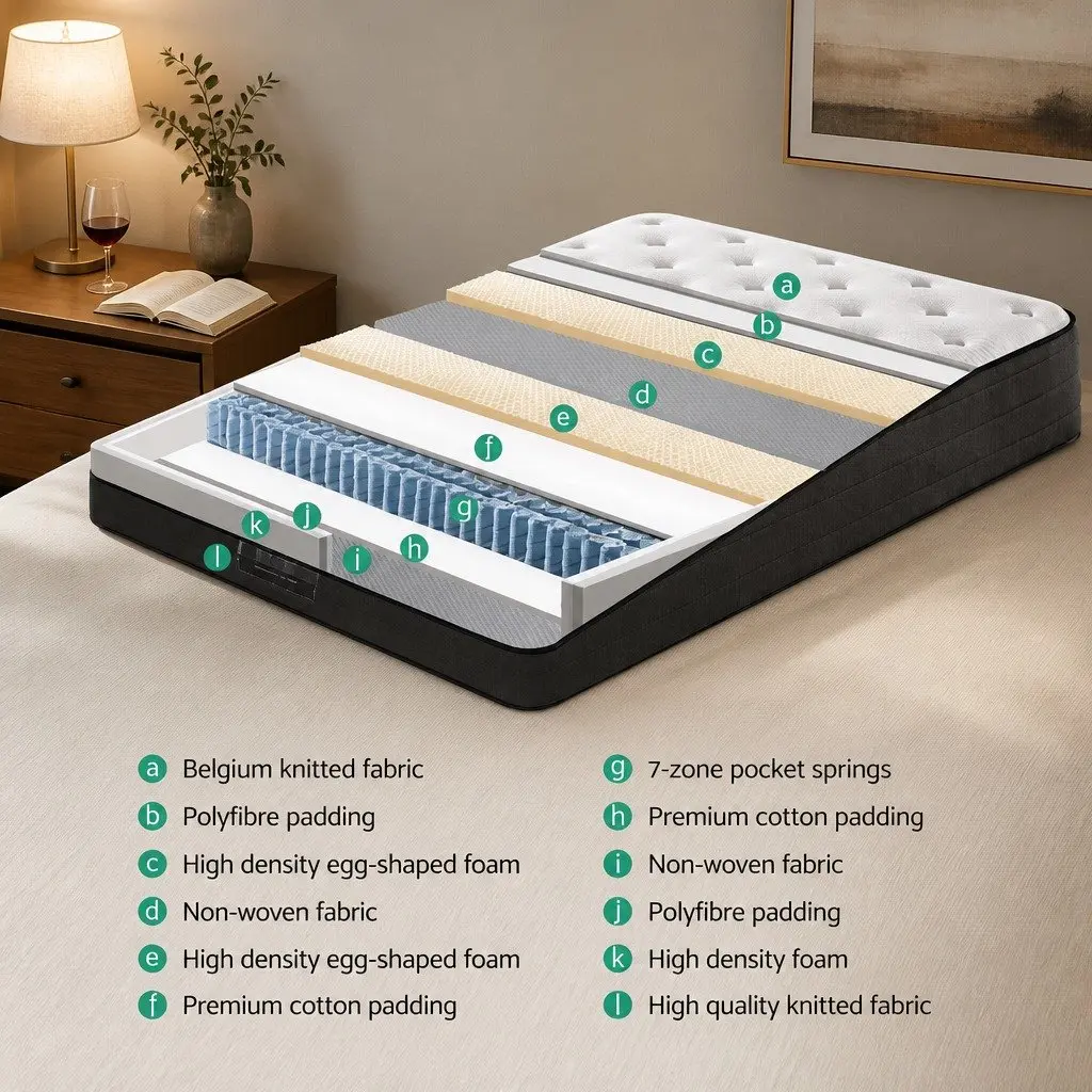 Double Mattress Medium Firm 34cm Euro Top White