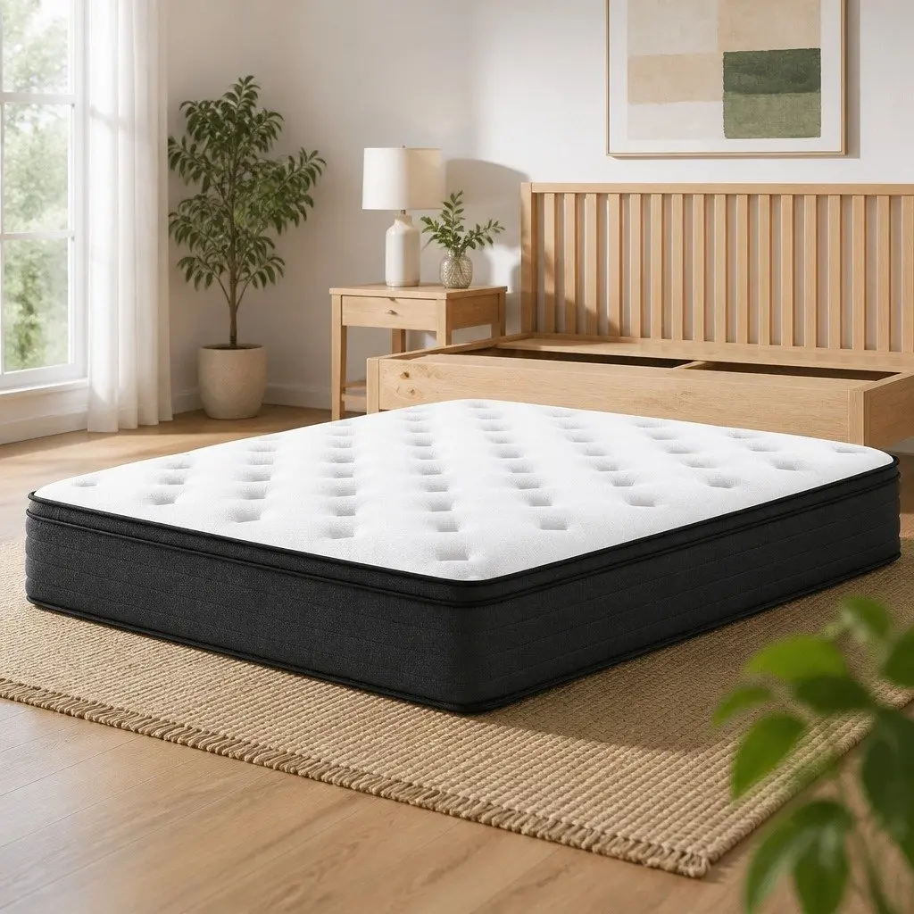 King Size Mattress Medium Firm Support 34cm Thick White Euro Top Pocket Spring