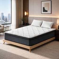 Queen Mattress 34cm Euro Top Medium Firm Pocket Springs