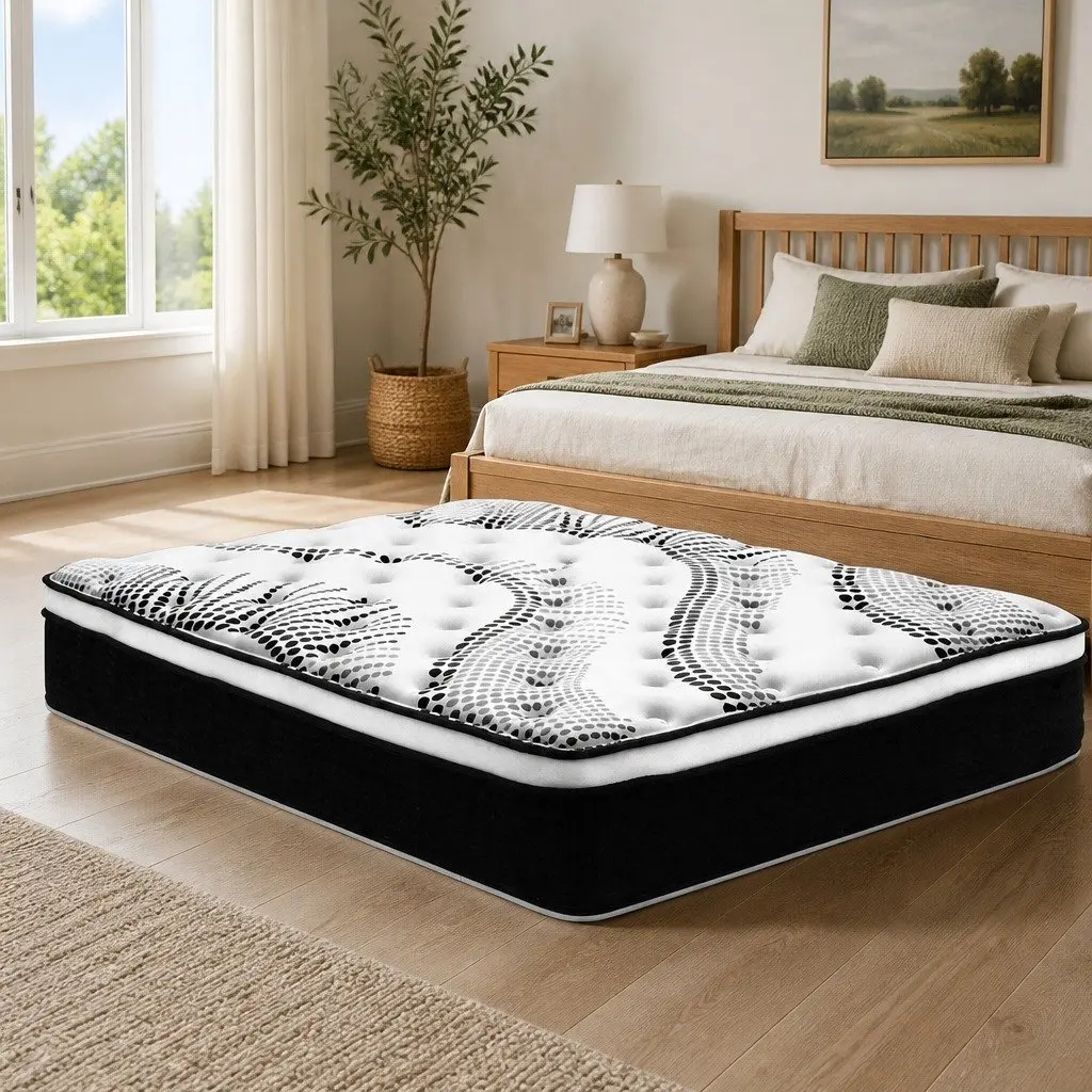 Queen Mattress Medium Firmness 32cm Euro Top Pocket Spring White