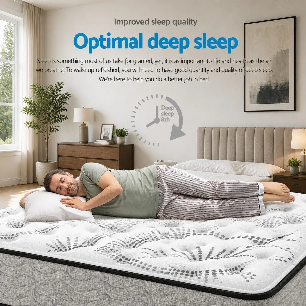 Queen Mattress Medium Firmness 32cm Euro Top Pocket Spring White