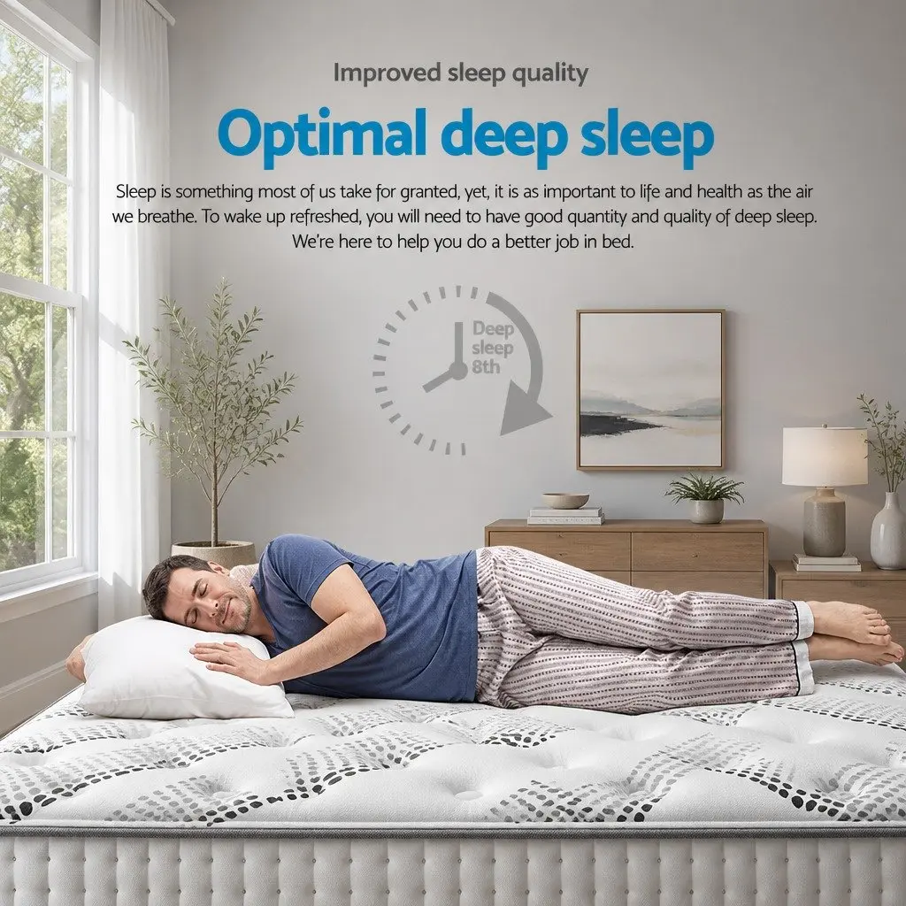 Single Mattress Euro Top Medium Firmness 32cm Thick White