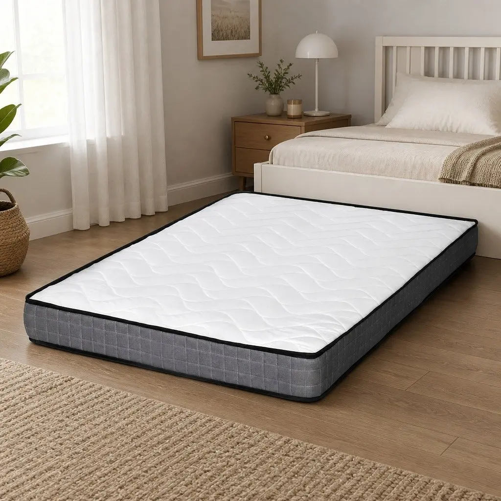 Single Bonnell Spring Mattress 13cm Quilted Medium Firm White Grey