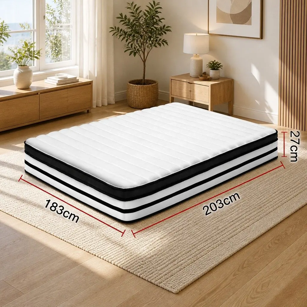 King Size Mattress Medium Firmness 27cm Plush Euro Top White