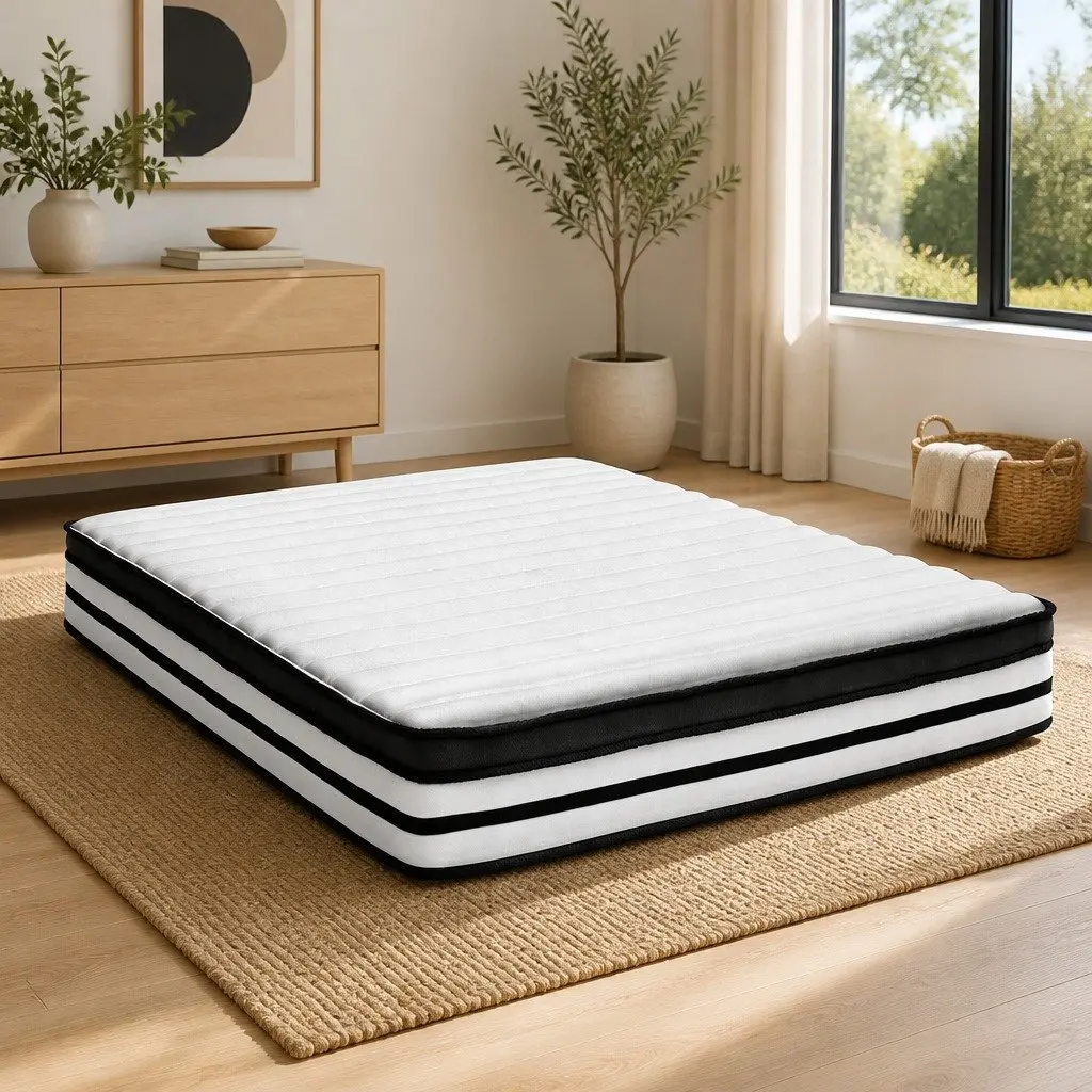 Queen Mattress Euro Top 27cm Medium Firmness Pocket Spring Hypoallergenic White