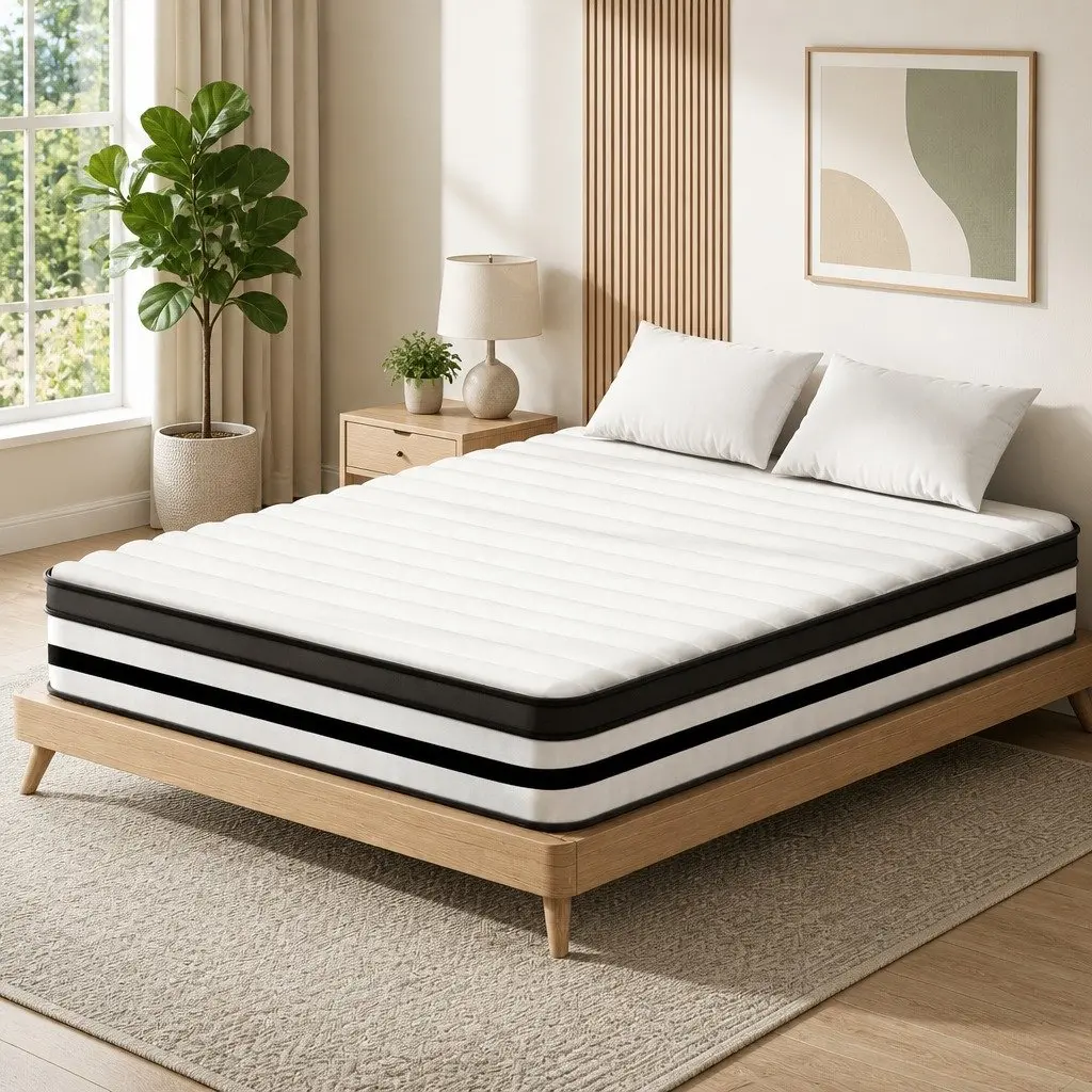 Queen Mattress Euro Top 27cm Medium Firmness Pocket Spring Hypoallergenic White