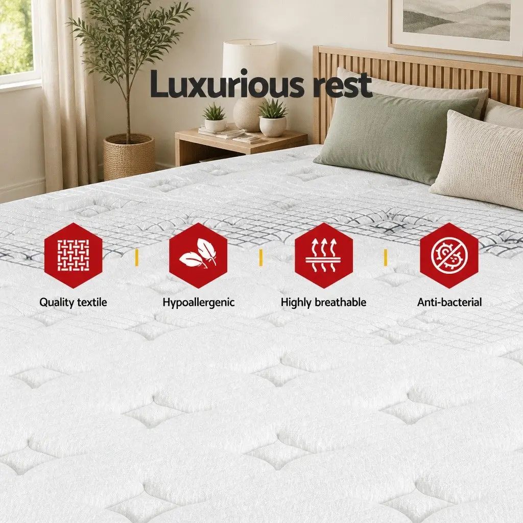 Double Mattress Extra Firm 32cm Hypoallergenic White Black