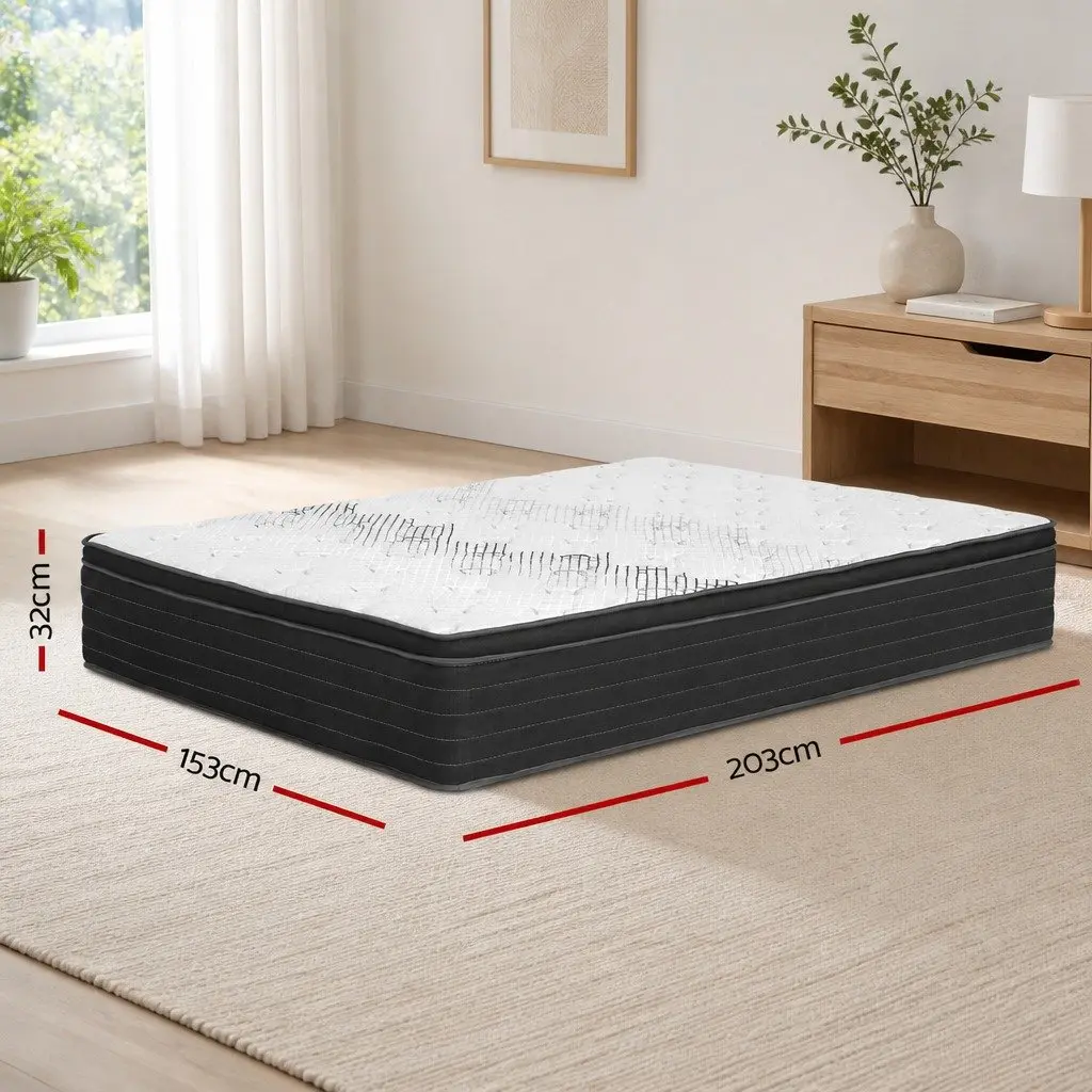 Queen Mattress Deep Hypoallergenic Extra Firm Support 32cm Pocket Spring