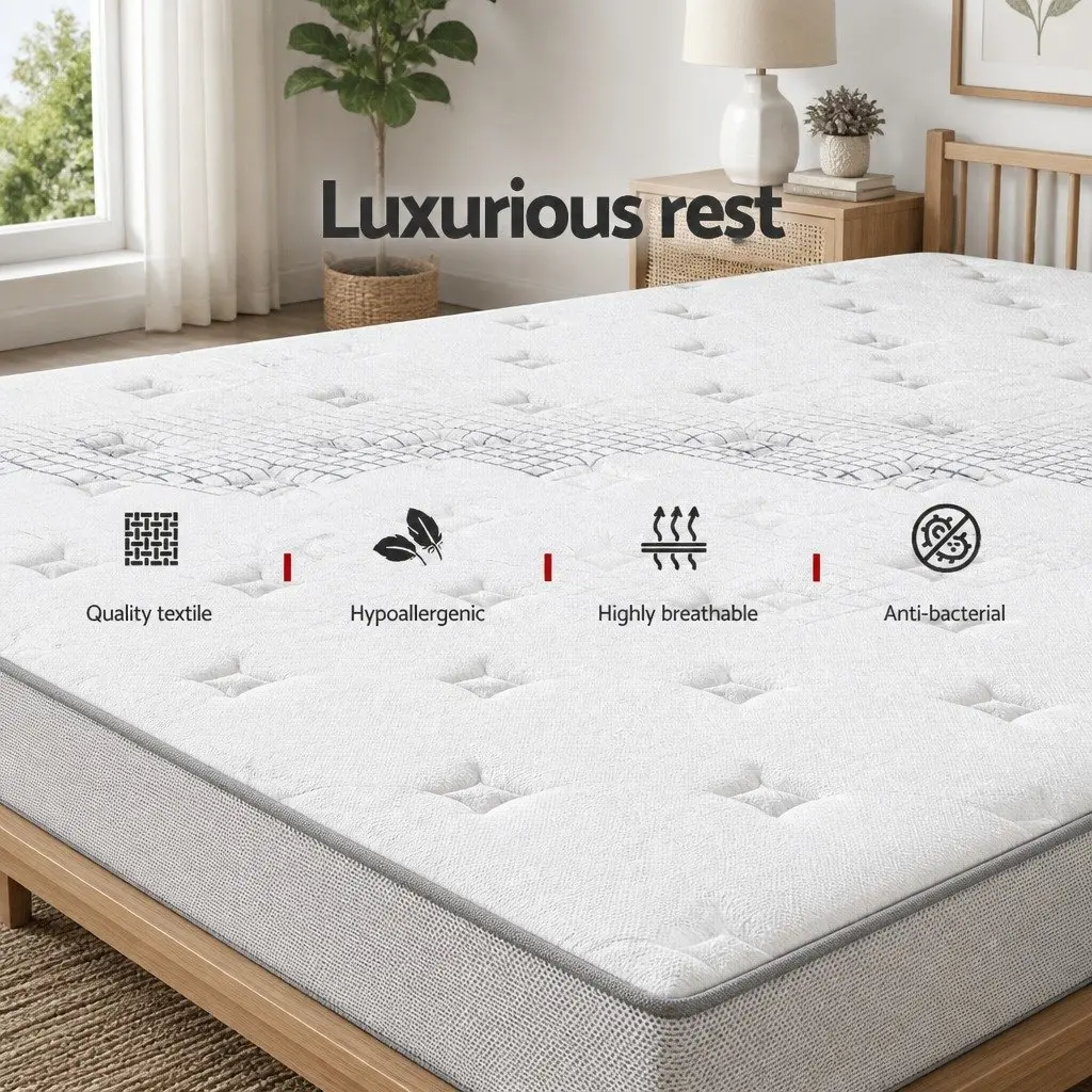 Queen Mattress Deep Hypoallergenic Extra Firm Support 32cm Pocket Spring