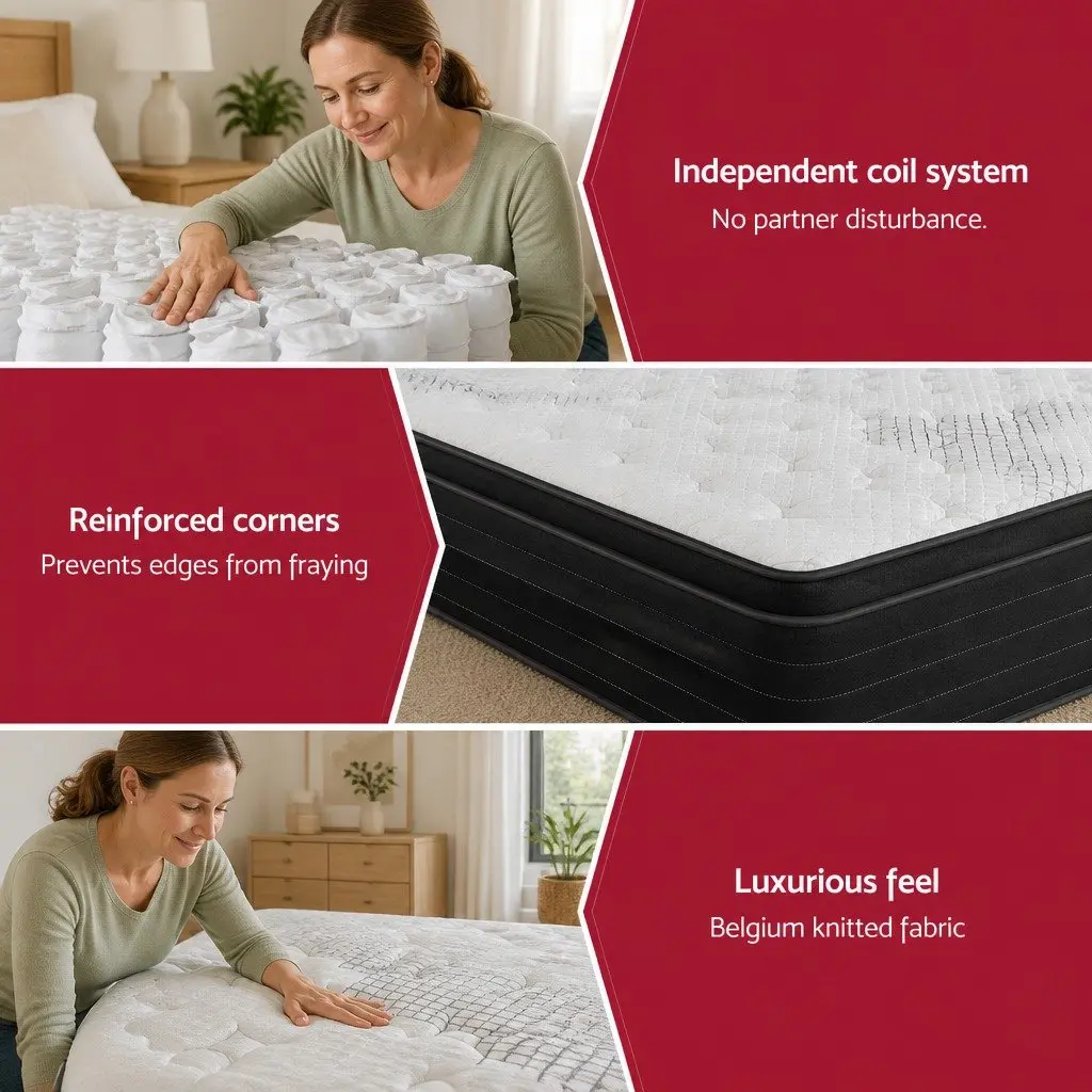 Queen Mattress Deep Hypoallergenic Extra Firm Support 32cm Pocket Spring