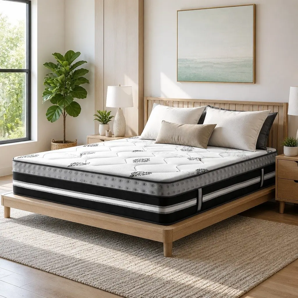 King Size Mattress Medium Firm 35cm Hybrid Gel Infused Foam Pocket Spring Sleep Support