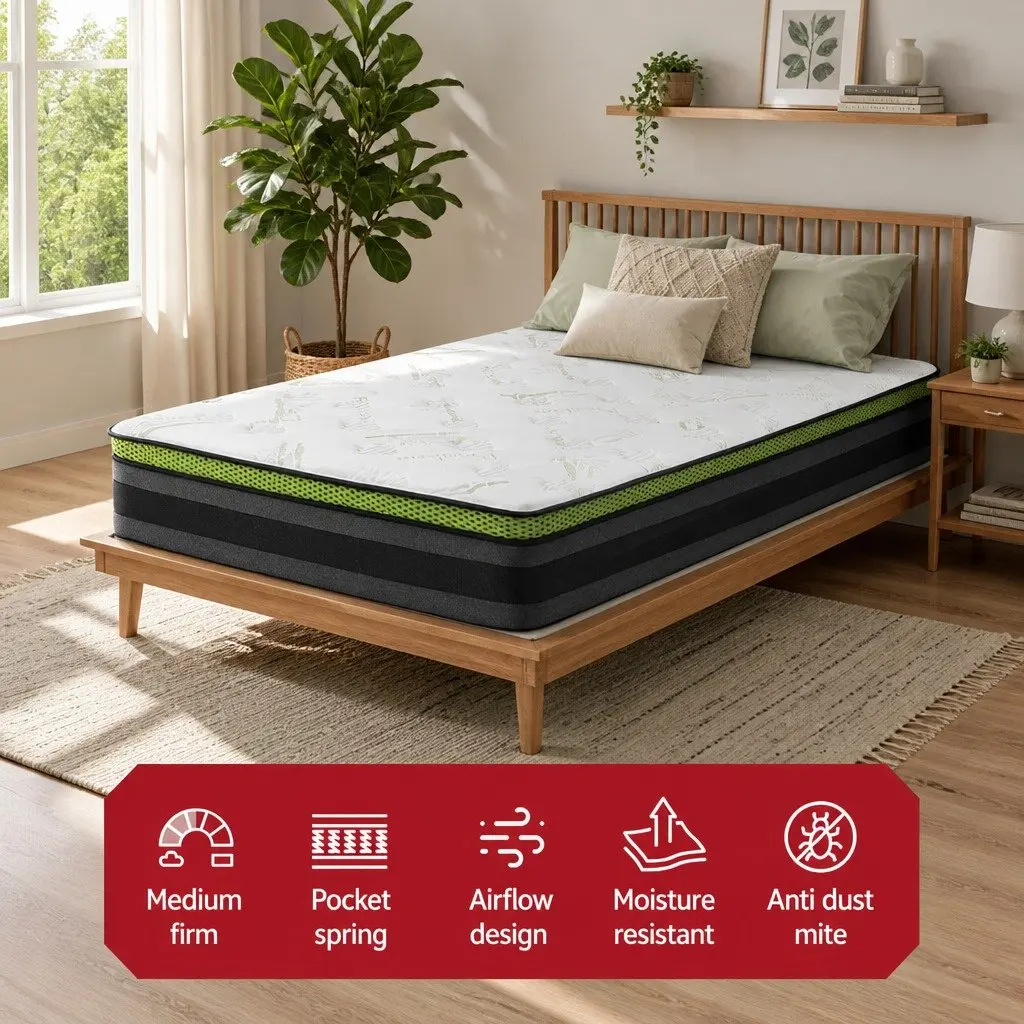 Single Cool Gel Memory Foam Pocket Spring Mattress 30cm Medium Firmness Grey