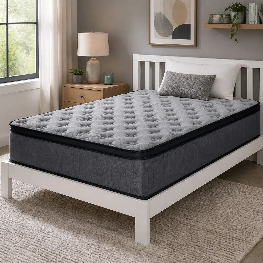 King Single Mattress Medium-Firm 34cm Euro Top Grey
