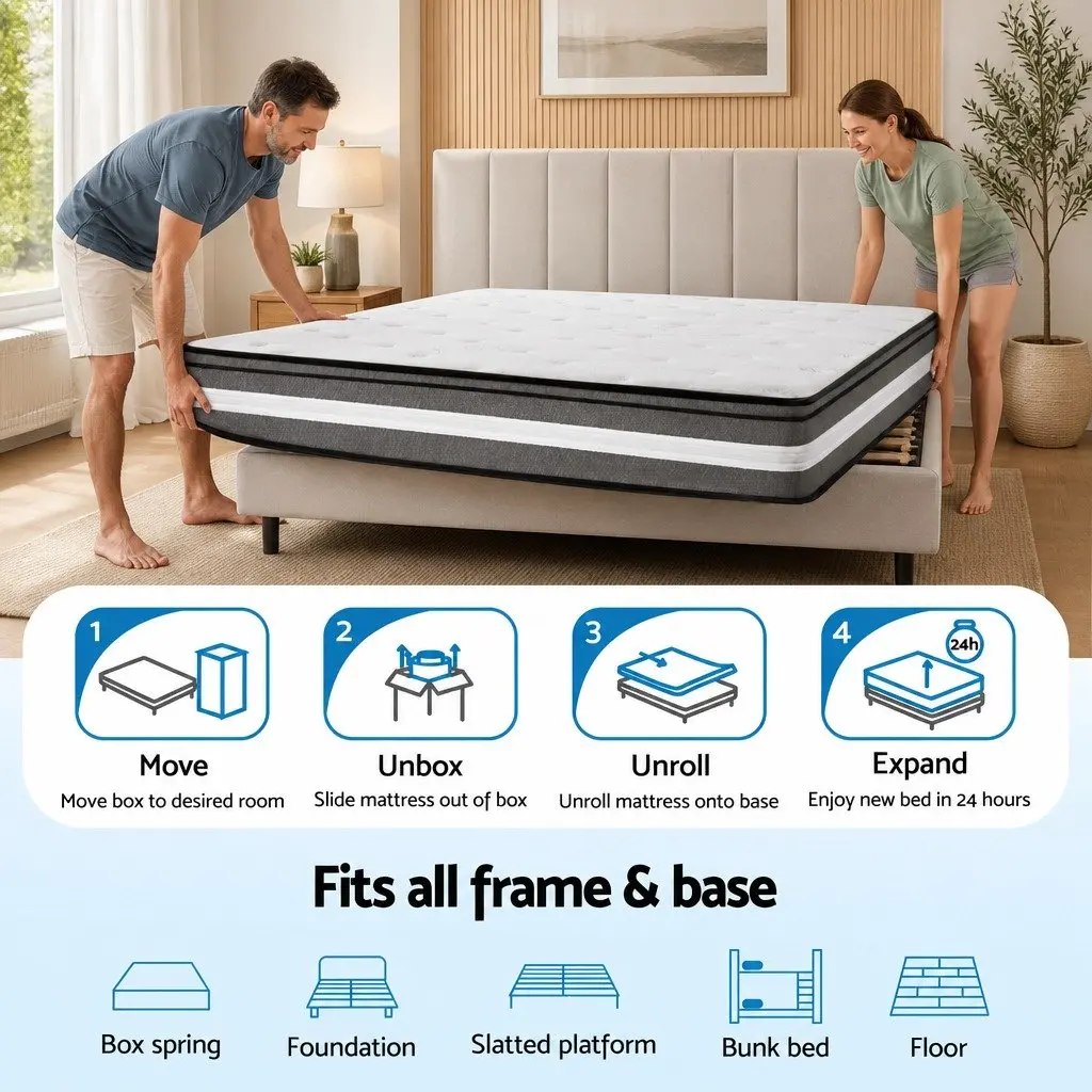 King Single Mattress 30cm Euro Top with Pocket Springs