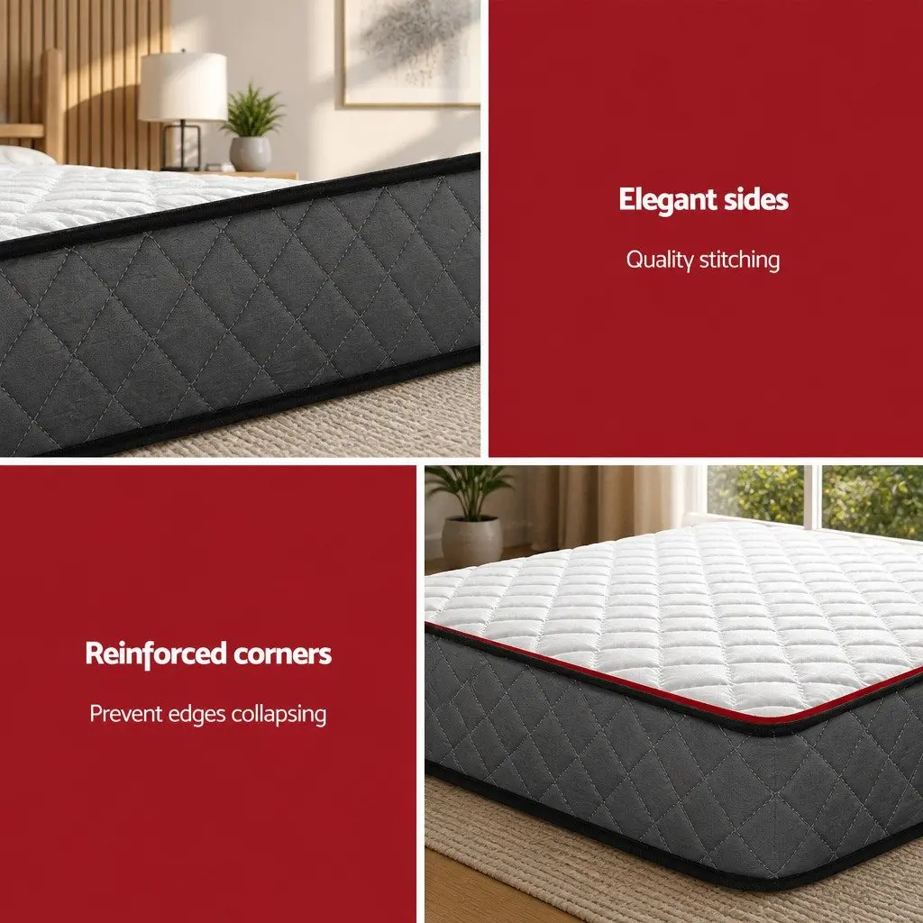 Double Mattress Bonnell Spring Medium Firm Support 16cm Quilted Top Grey