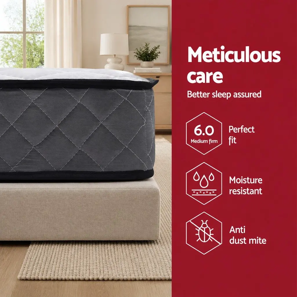 Queen Mattress Medium-Firm 16cm Bonnell Spring White