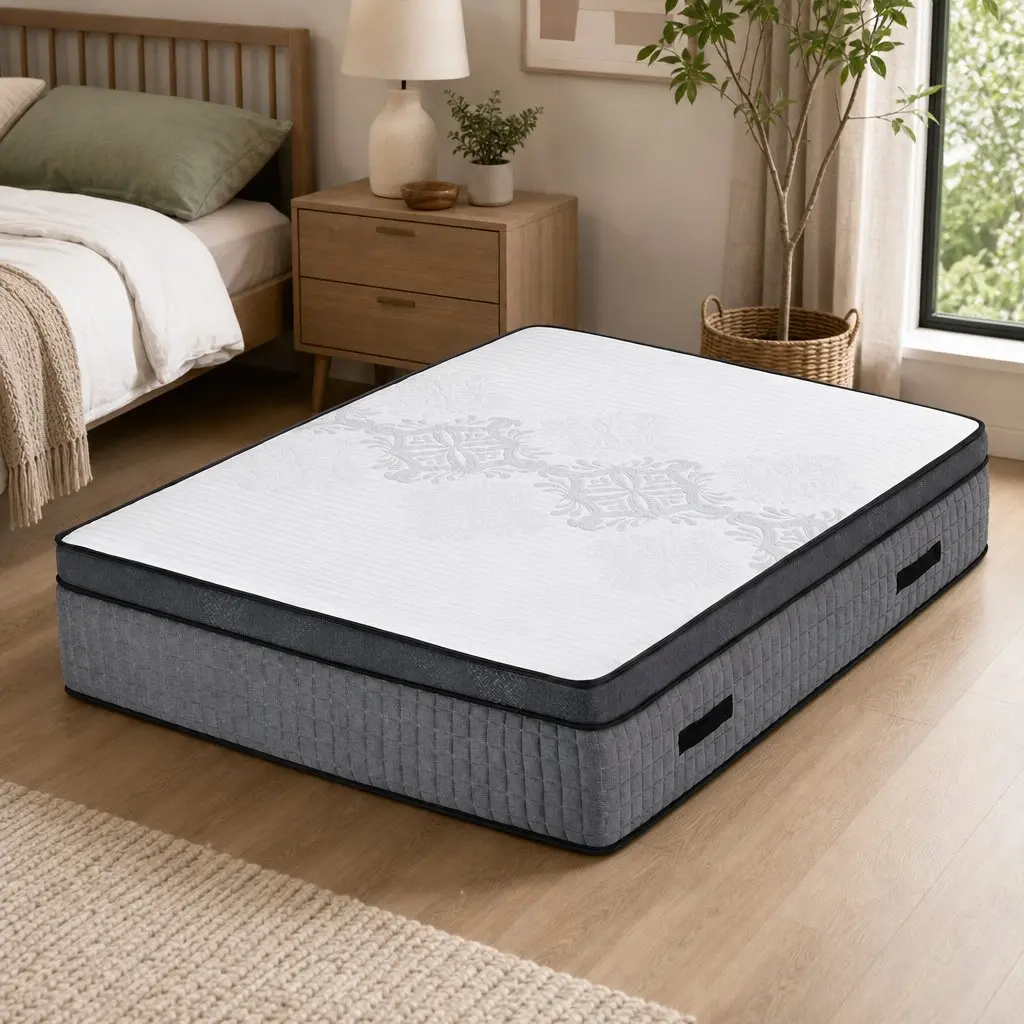 Double Mattress Adjustable Firmness 37cm Grey