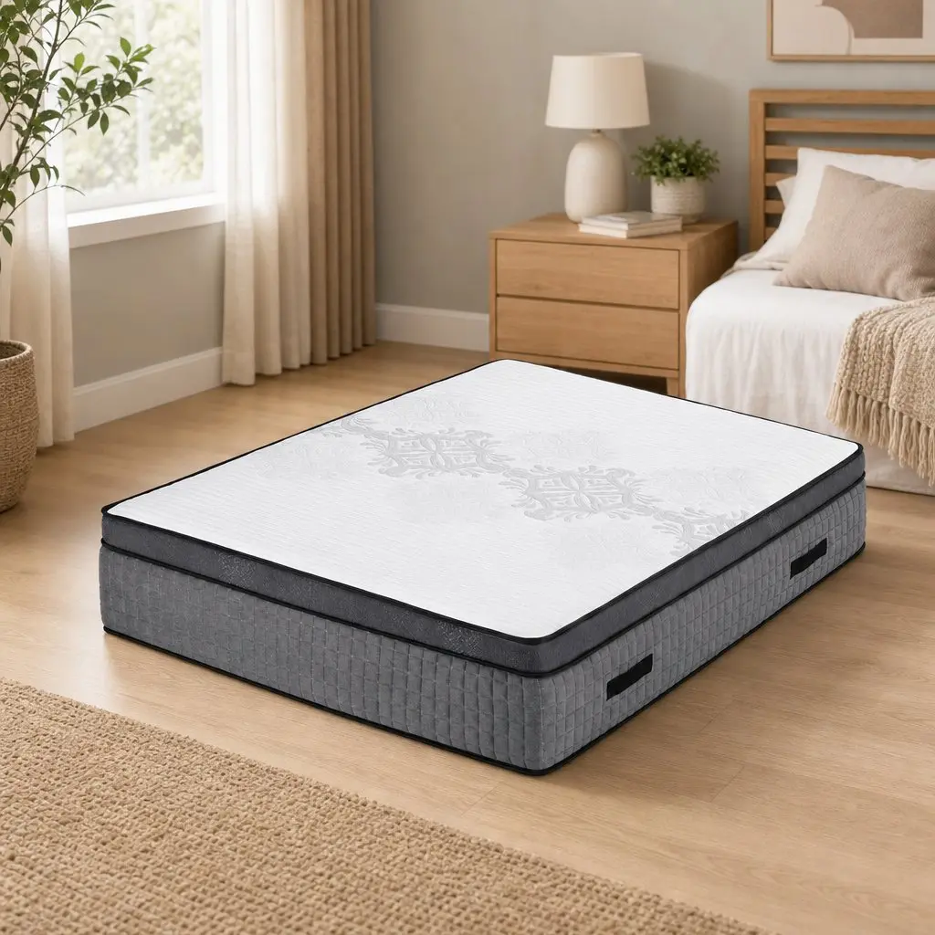 Queen Mattress Dual Zone Flippable Comfort 37cm White and Grey