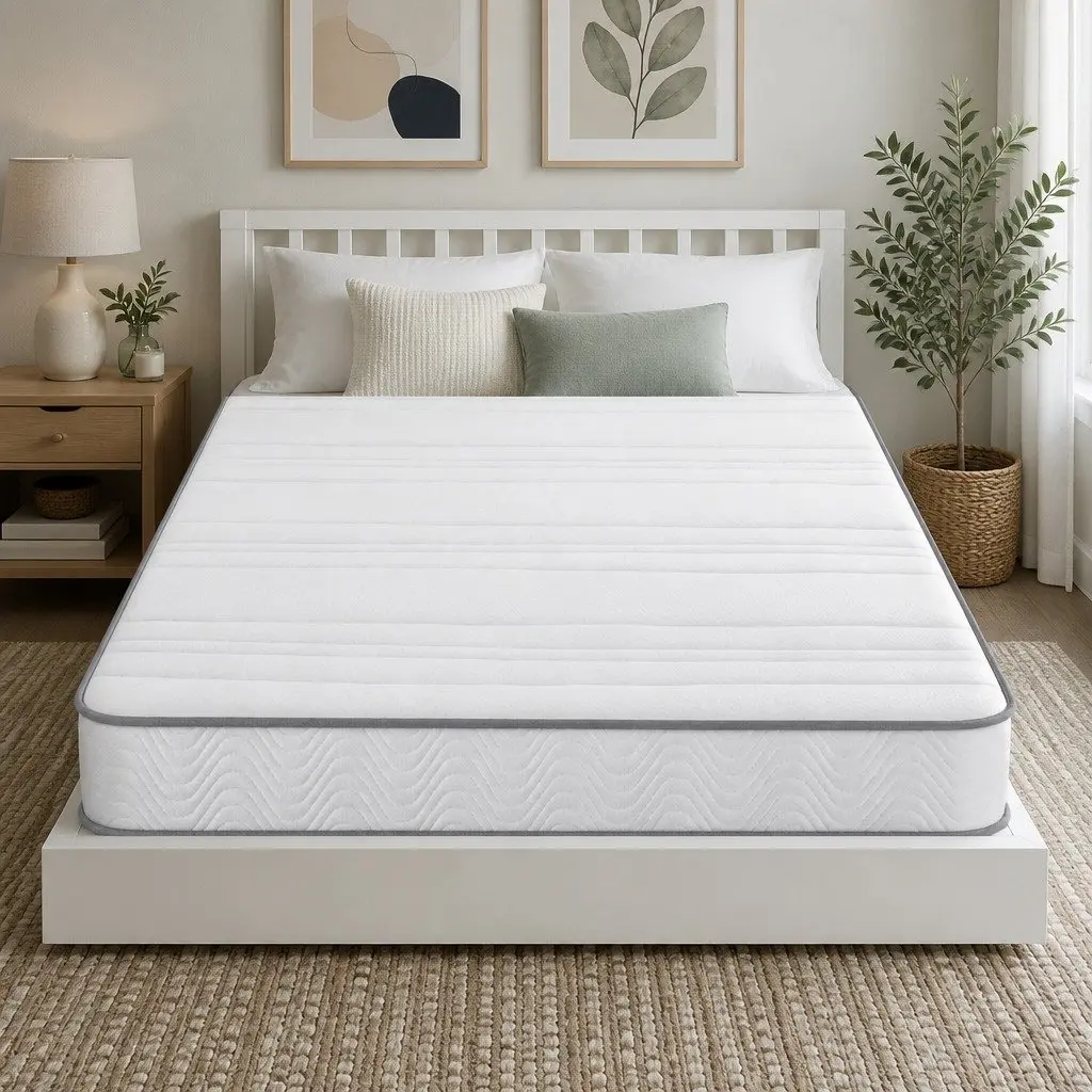 King Single Mattress Medium-Firm 20cm White Egg-Crate Foam Pocket Spring Tight Top