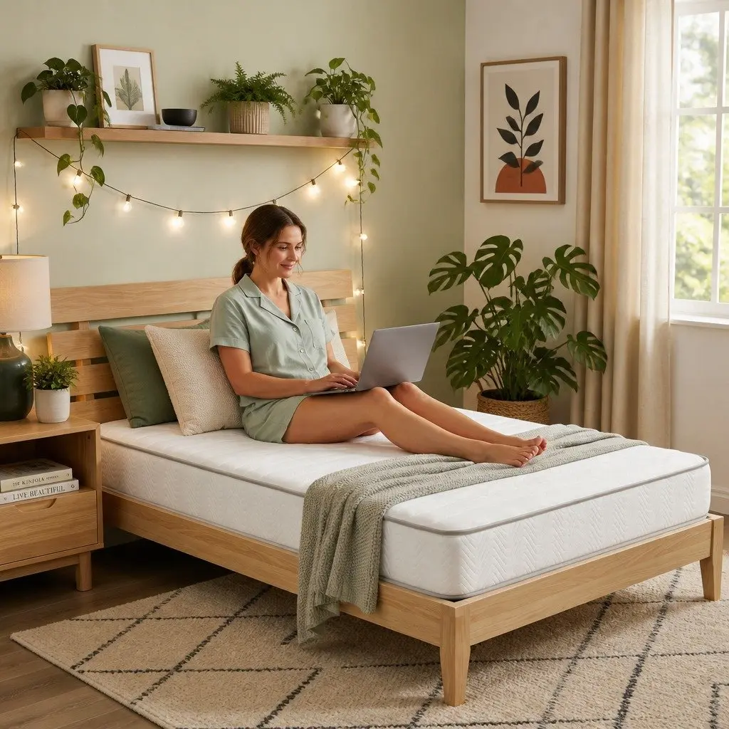 King Single Mattress Medium-Firm 20cm White Egg-Crate Foam Pocket Spring Tight Top