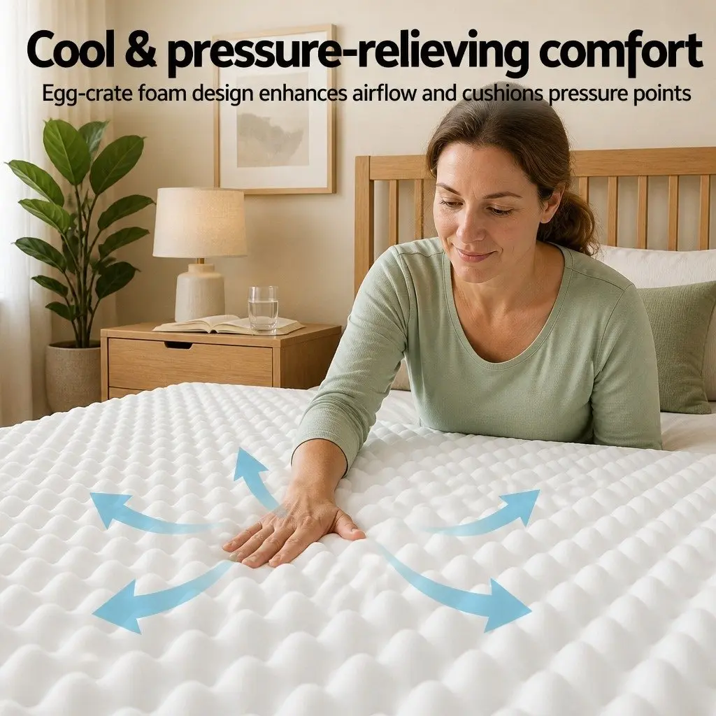 Double Mattress Medium Firm 20cm Egg-Crate Foam White