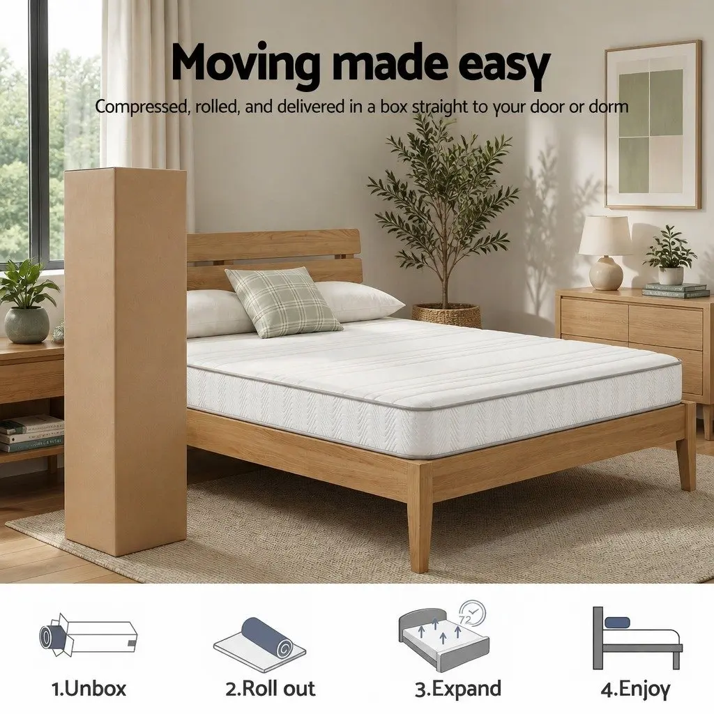 Double Mattress Medium Firm 20cm Egg-Crate Foam White