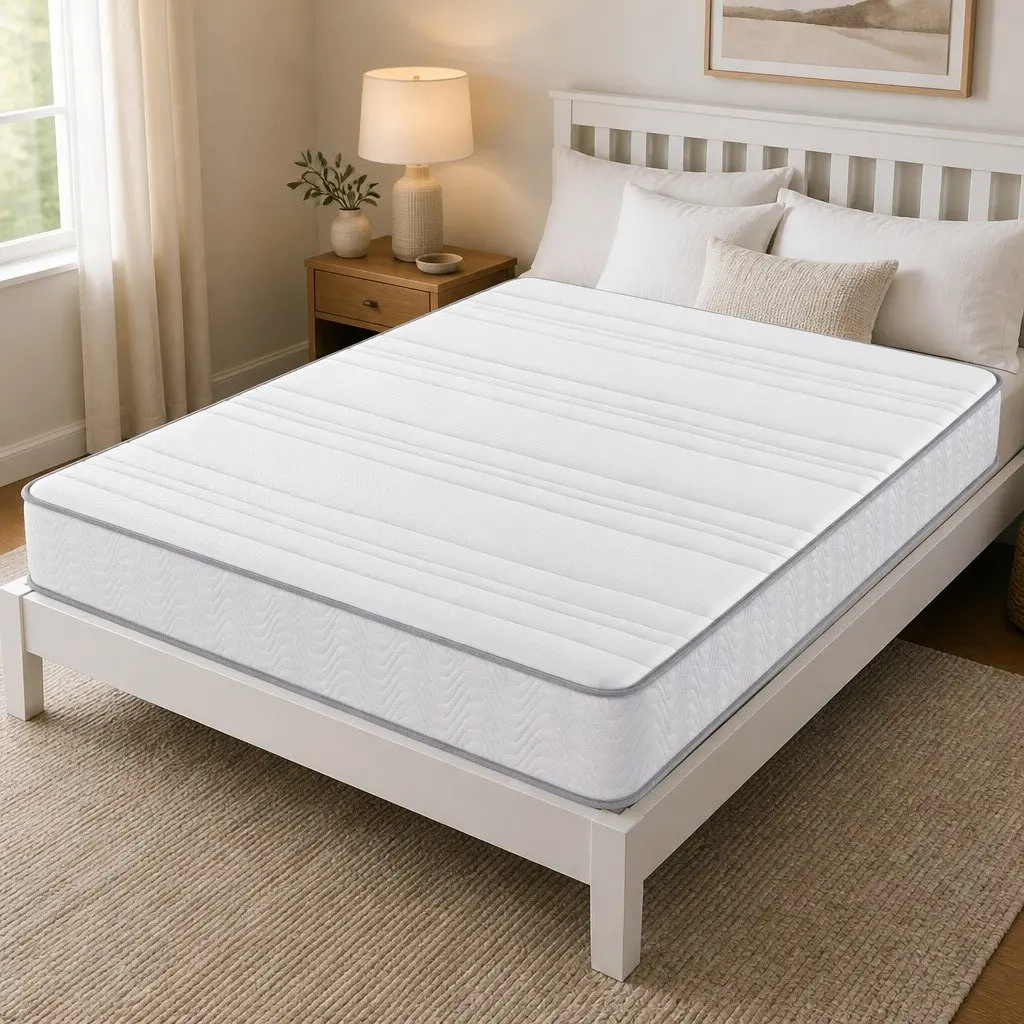 Queen Mattress Medium-Firm 20cm White Egg-Crate Foam Pocket Spring Reinforced Edge