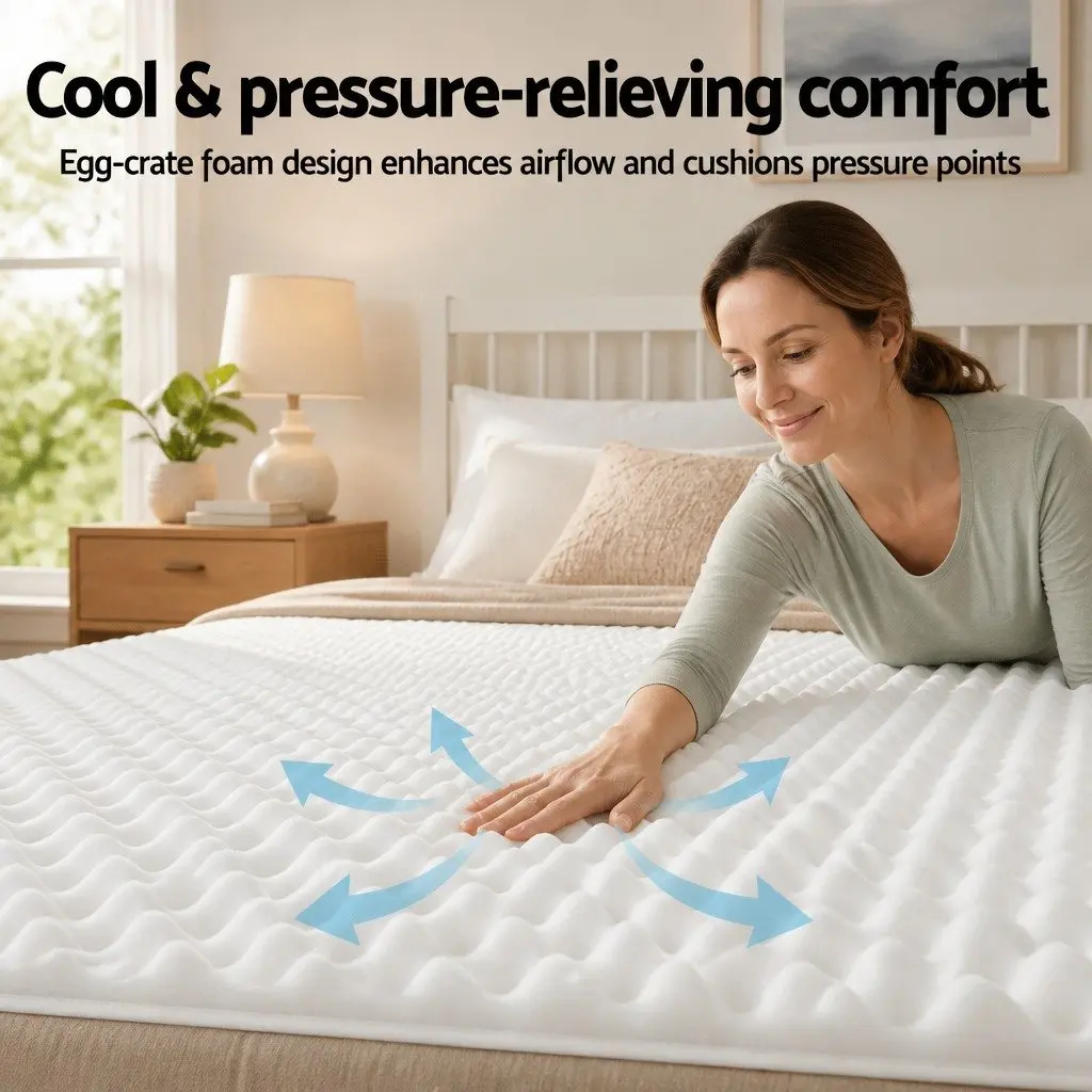 Queen Mattress Medium-Firm 20cm White Egg-Crate Foam Pocket Spring Reinforced Edge