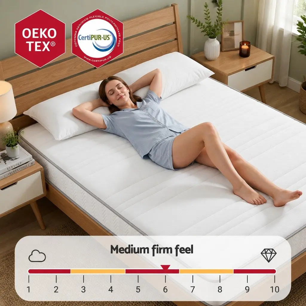 Queen Mattress Medium-Firm 20cm White Egg-Crate Foam Pocket Spring Reinforced Edge