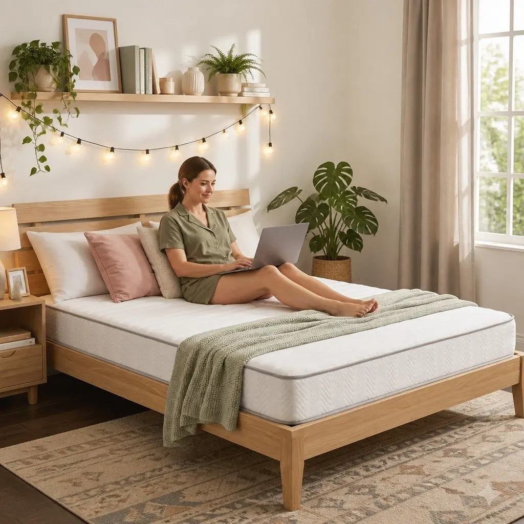 Queen Mattress Medium-Firm 20cm White Egg-Crate Foam Pocket Spring Reinforced Edge