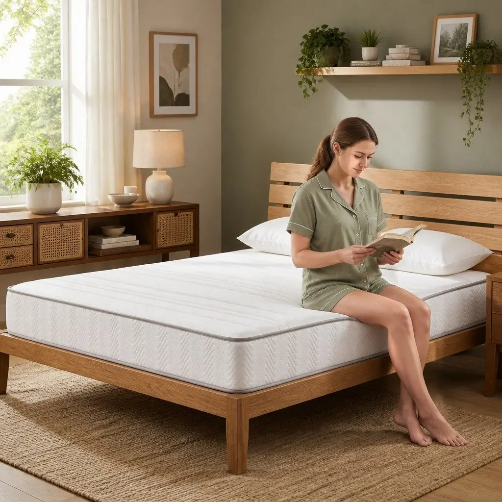 Queen Mattress Medium-Firm 20cm White Egg-Crate Foam Pocket Spring Reinforced Edge