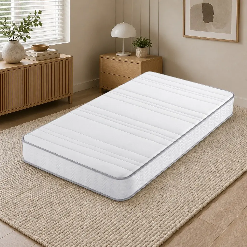 Single Mattress Medium Firm 20cm White Egg-Crate Foam Pocket Spring Tight Top