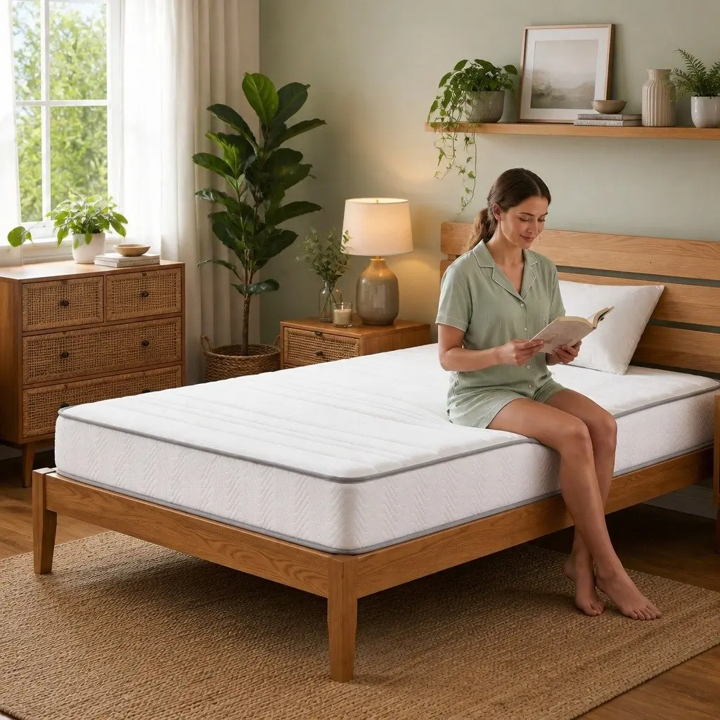 Single Mattress Medium Firm 20cm White Egg-Crate Foam Pocket Spring Tight Top