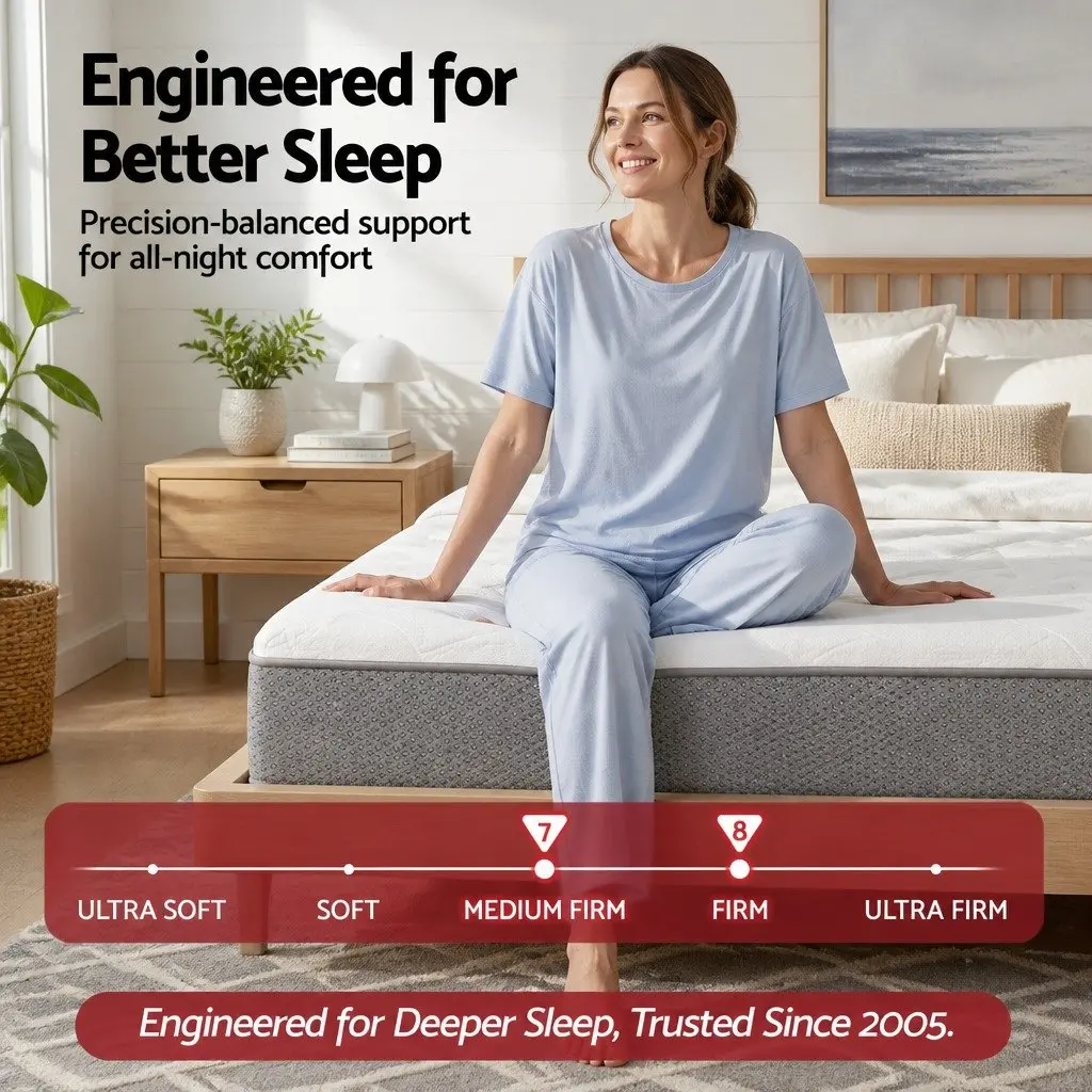 King Single Mattress Medium Firm 23cm White and Grey