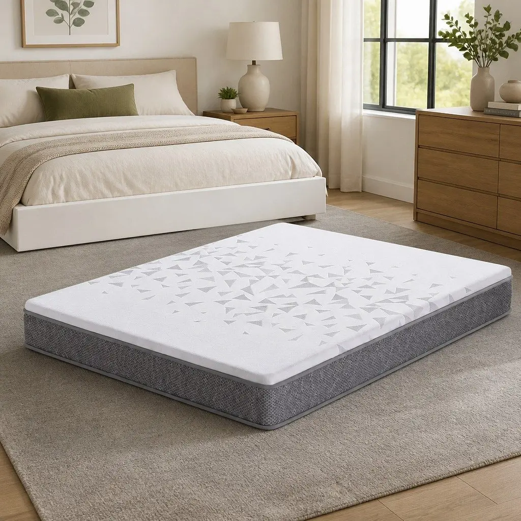 King Size Mattress Reversible Foam 23cm Medium Firm White and Grey