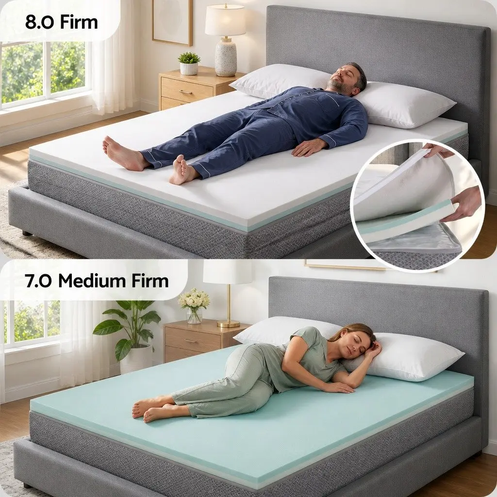 Queen Mattress Dual Firmness 23cm Pocket Spring Reversible Foam White or Grey