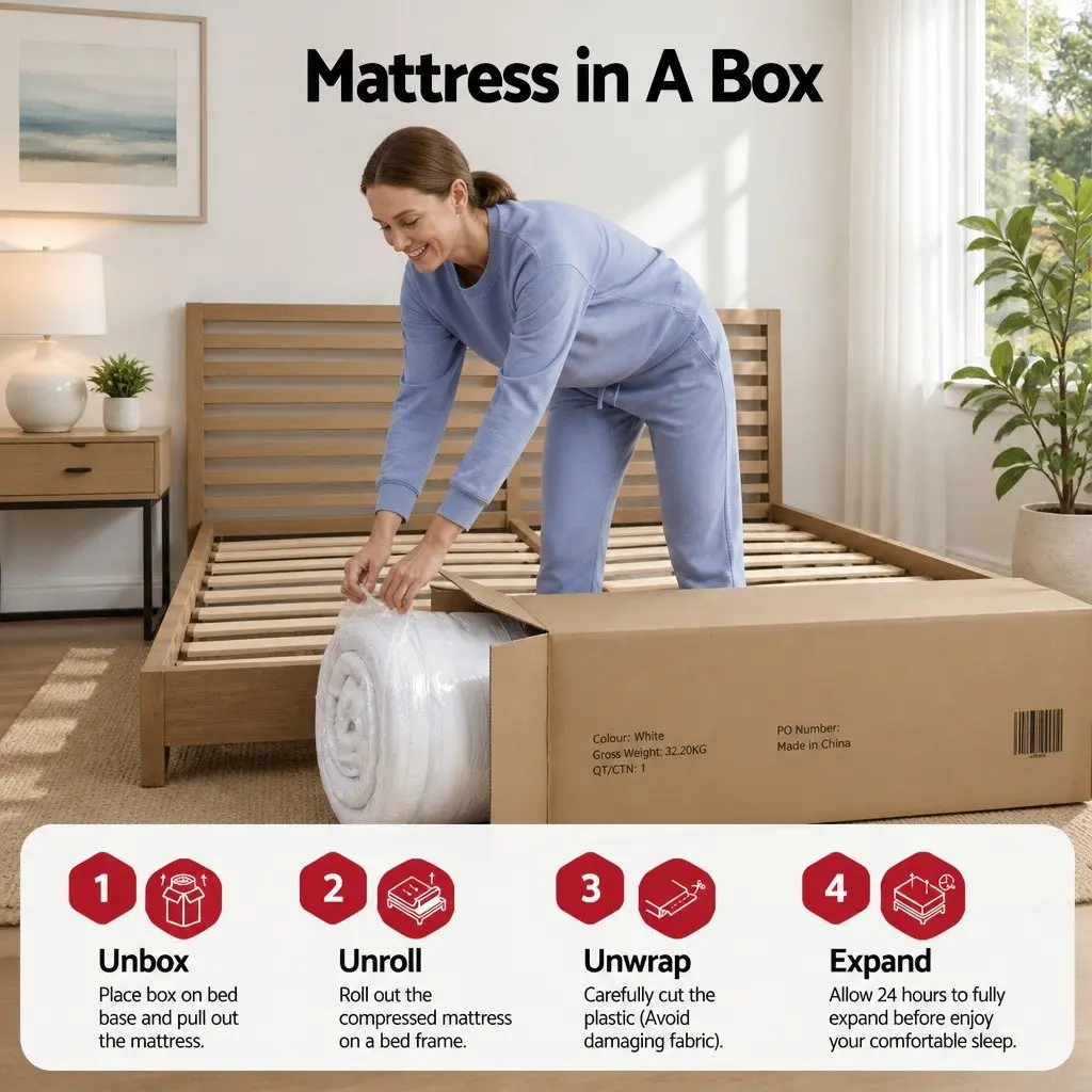 Queen Mattress Dual Firmness 23cm Pocket Spring Reversible Foam White or Grey