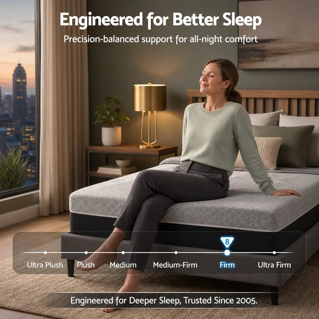 King Single Mattress Firm 26cm Grey Breathable