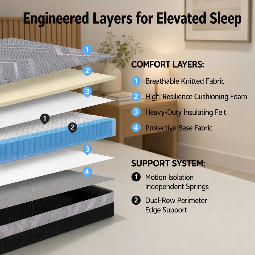 King Single Mattress Firm 26cm Grey Breathable