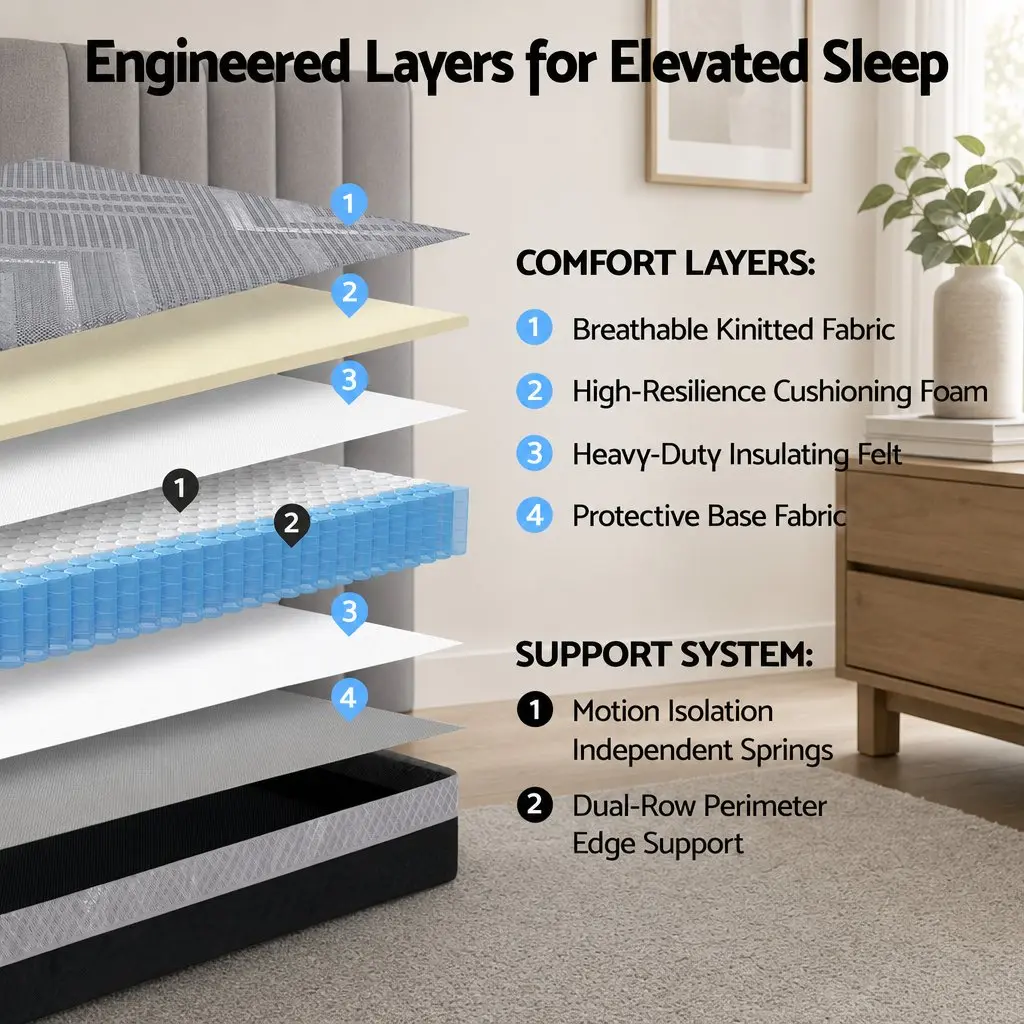 Queen Mattress Firm 26cm Dark Grey Breathable