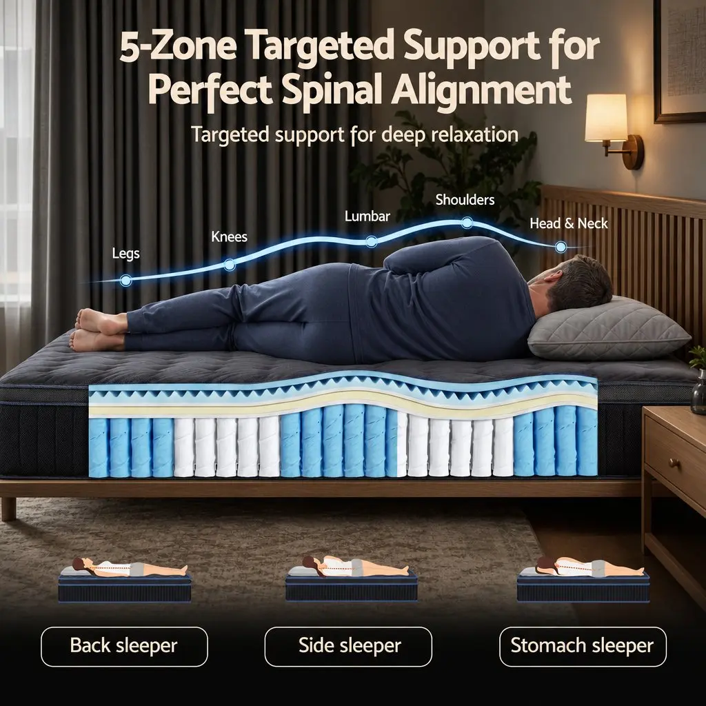 Queen Hybrid Mattress with 5-Zone Support System