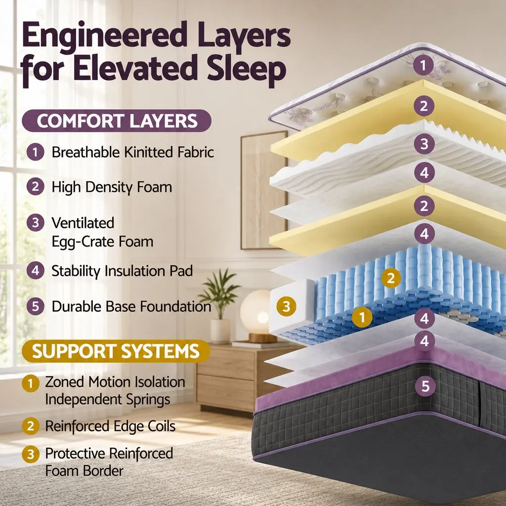 King Single Mattress Firm Euro Top with 5-Zone Support 35cm