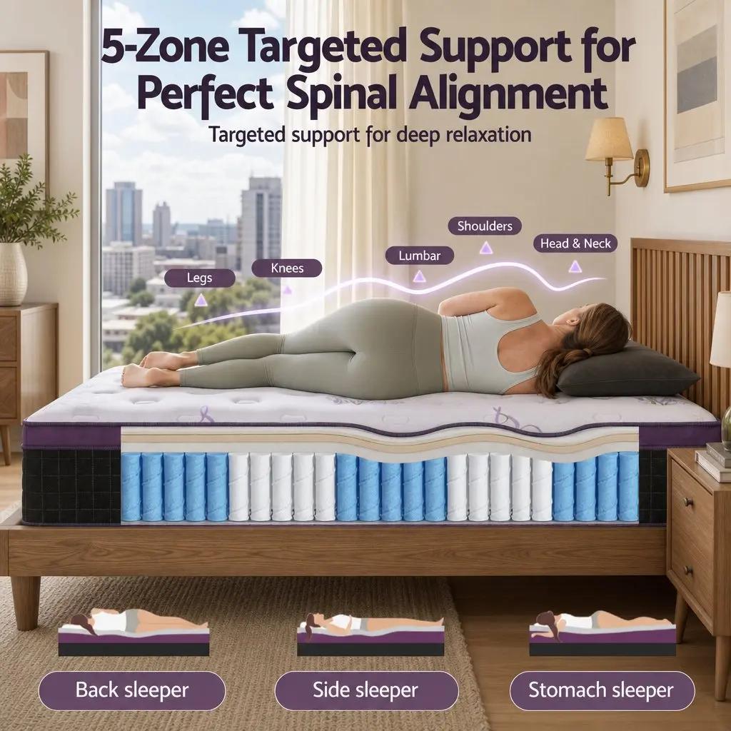 King Single Mattress Firm Euro Top with 5-Zone Support 35cm