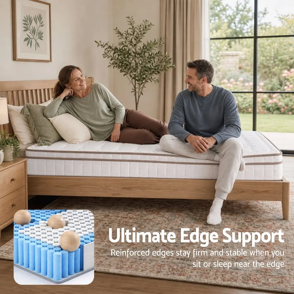 Double Mattress Firm 20cm White Pocket Spring Breathable Support